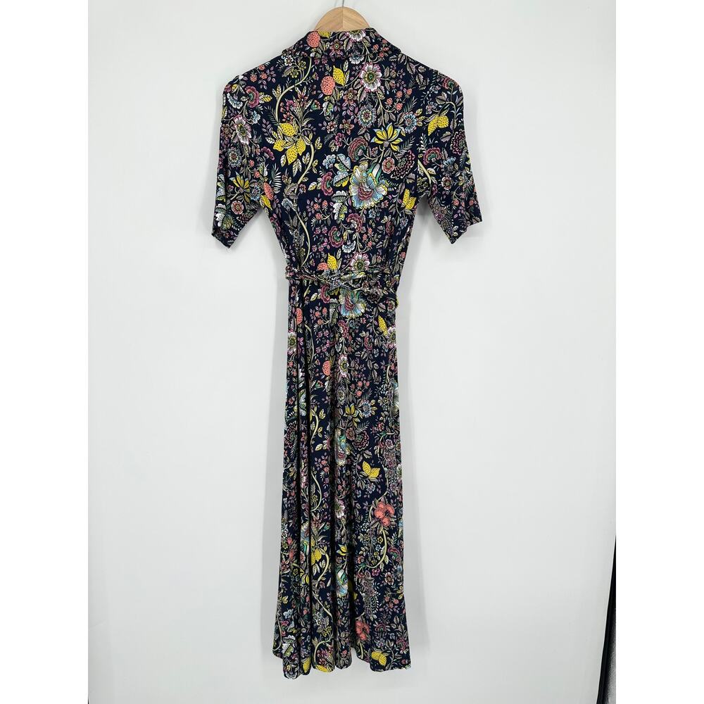 Boden Lavinia Jersey Wrap Dress Floral Print Short Sleeve Midi Tropic Meadow - Picture 7 of 12